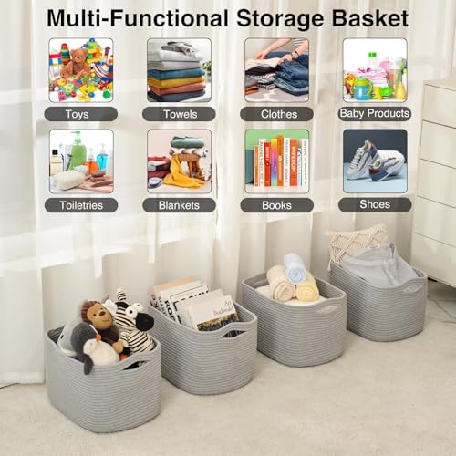 ICERZCZ Storage Baskets for Organizing & Shelves, Woven Cotton Rope - Image 4