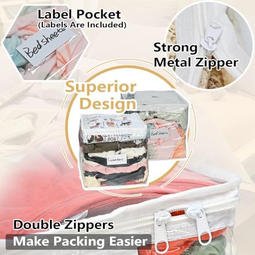 6 Pack Clear Clothes Storage Bags - Image 3