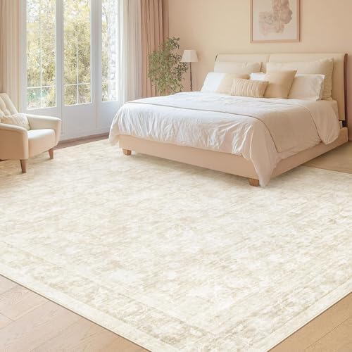 9x12 Area Rugs for Living Room: Washable Large Vintage Floral Rug Low Pile - Image 5