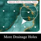 Bathtub Mat Non Slip 26.8x15.1 Inch, Emerald Marble Gold Veins Shower Mat - Image 2