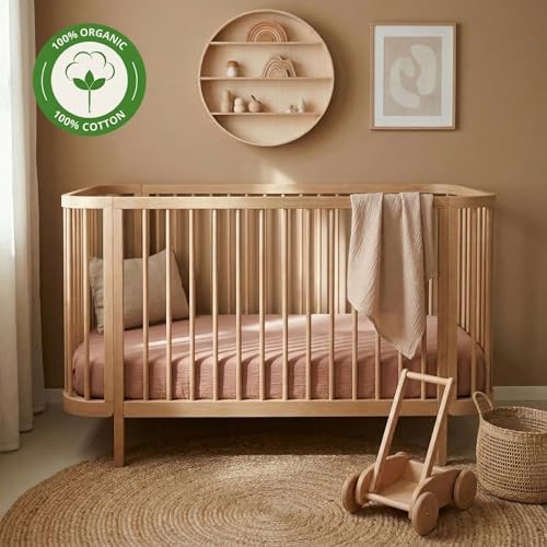 Crib Sheets, 100% Organic Cotton Muslin, Fitted 28"x52" Standard - Image 4