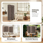 JOSTYLE Rattan Room Divider, 4-Panel Folding Privacy Screen 6ft. Extra Wide - Image 6