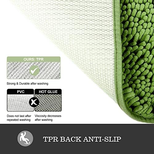 Yeaban Chenille Forest Green Bathroom Runner Rug 17"x47" - Image 3