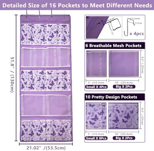 16 Pockets Over Door Hanging Storage Organizer - Image 3