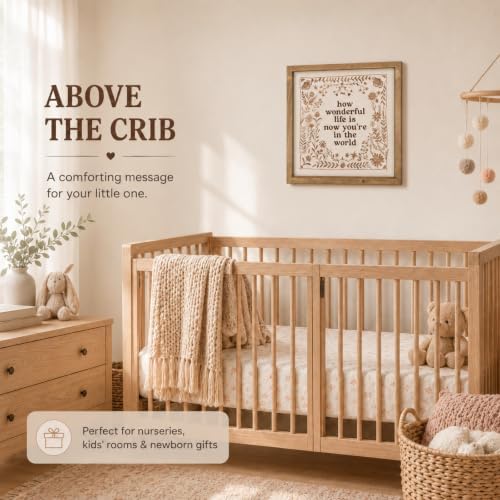 pechpell How Wonderful Life Is Now You're In The World Sign Nursery Decor - Image 4