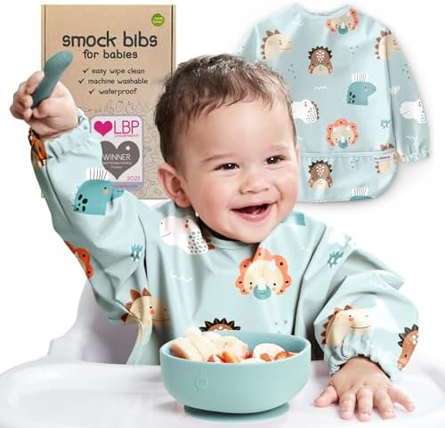 Waterproof Smock Baby Bibs for Eating by Nombear