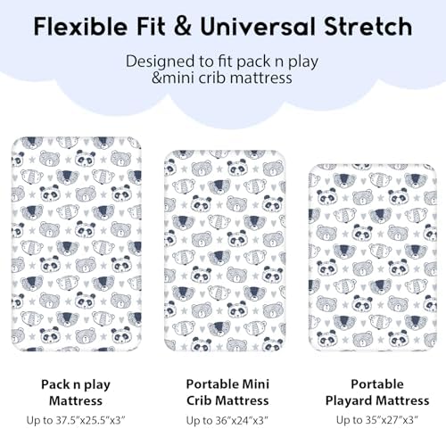 Yoofoss 2-Pack Pack and Play Sheets Fitted 38x26 - Image 3