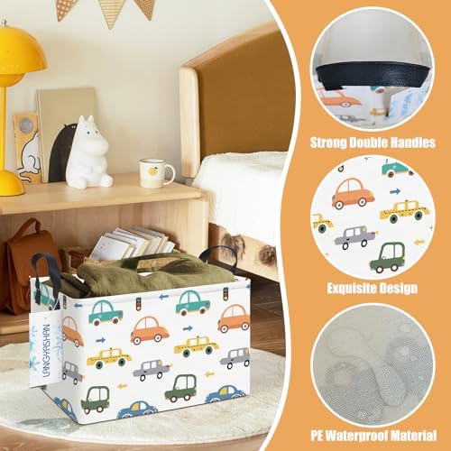 Rectangular Collapsible Color Cars Storage Basket Nursery Organizer - Image 3