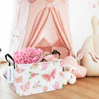 Rectangular Collapsible Pink Butterfly Storage Basket Nursery Organizer - Image 5