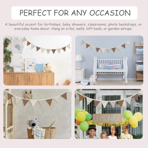 Toddler Boy Room Decor Fabric Garland, Neutral Boho Wall Hanging Pennant Banner - Image 7