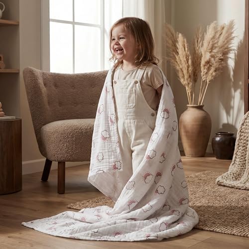 Muslin Swaddle Blankets for Newborn, 3 Pack Breathable Soft Receiving Blanket - Image 2