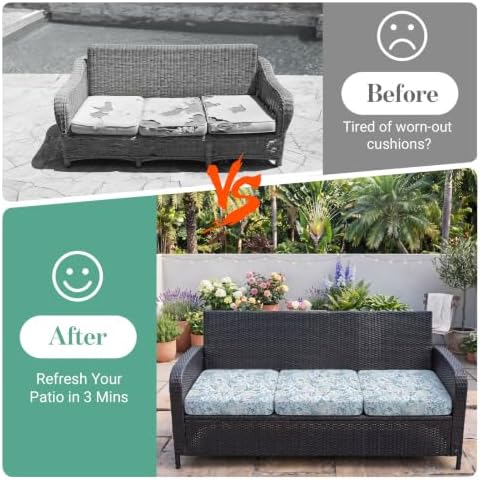 3Pcs Patio Cushion Covers Stretch Outdoor Furniture Protector Slipcovers - Image 5
