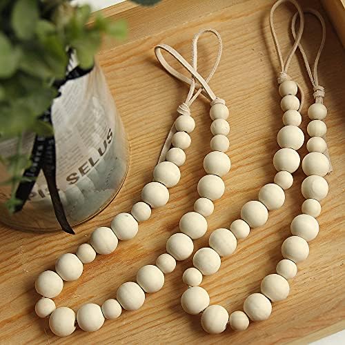 2 Pack Wood Bead Curtain Tieback, Boho Curtain Holdback - Image 2