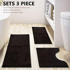 Bathroom Rugs Chenille 3-Piece Extra Soft and Absorbent Shag Bathroom Rugs - Image 3