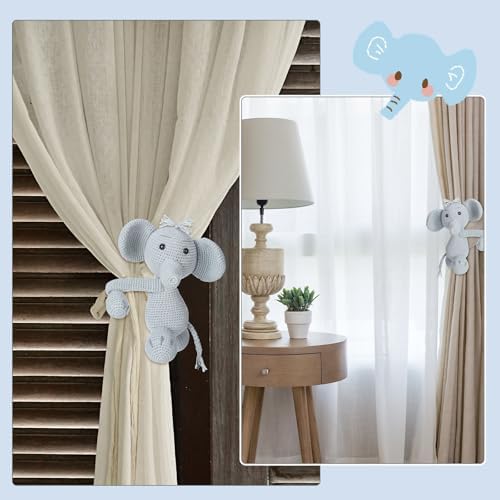 Moukeren Safari Crochet Animal Curtain Ties Back Elephant Shaped Curtain - Image 3