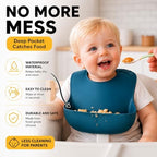 Baby Silicone Bibs 3 Pack, Waterproof BPA-Free Bib - Image 2