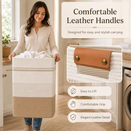 Laundry Hamper, Cotton Rope Laundry Basket - Image 2