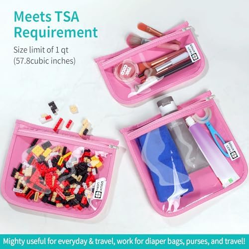 HIONXMGA Set of 3 Clear Travel Toiletry Bag, TSA Approved, Quart Size S/M/L - Image 3