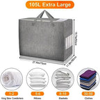 3 Pack 105L Comforter Storage Bags, Extra Large Bedding Storage Bags - Image 2