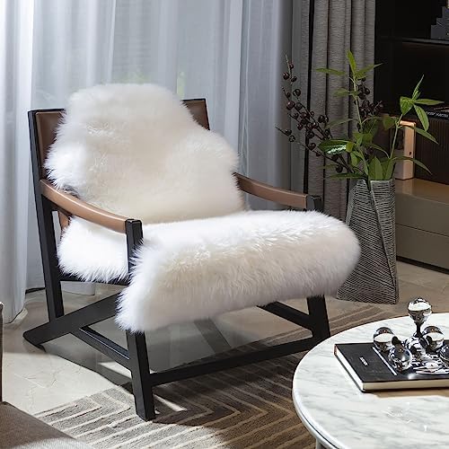Genuine Real NZ Sheepskin Area Rug Fluffy Lambskin Living Room Ivory 2x3ft by Unknown