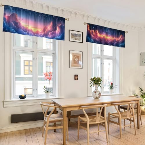 Pink Cloud Valance Curtain for Windows 2 Pack Colorful Clouds Cute Cartoon Rod - Image 6