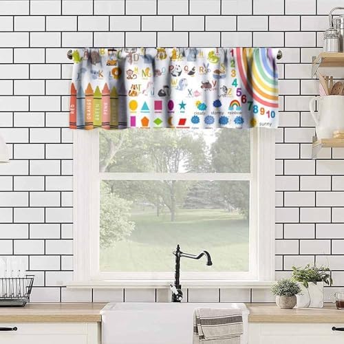 Kids Alphabet Valance Curtain Cartoon Rainbow Alphabet ABC Learning Daycare - Image 2