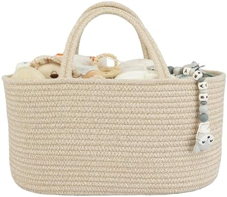 XUANGUO Large Cotton Rope Baby Diaper Caddy Organizer Basket Oatmeal by XUANGUO