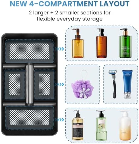 BYUNER 2Pack Plastic Shower Caddy: Portable Hard Bathroom Basket Tote - Image 6