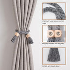 NICEEC 2 Pack Wooden Cube Magnetic Curtain Tiebacks Boho Home Decor Drape Tie - Image 2