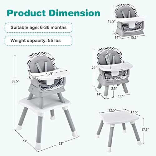 BABY JOY Baby High Chair, 8 in 1 Convertible Highchair - Image 6