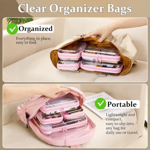 4 pcs Clear Zipper Pouches, Hard Shell Zipper Case, Toiletry Bag - Image 3