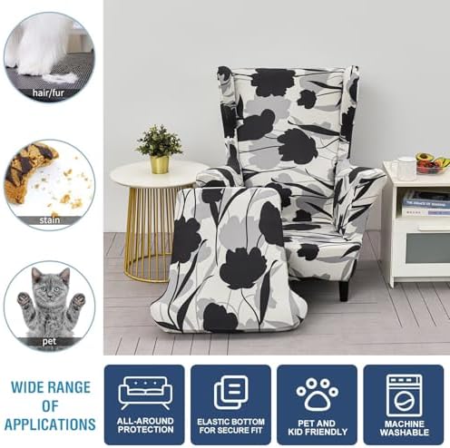 NILUOH Wingback Chair Covers 2-Piece, Armchair Slipcovers - Image 4
