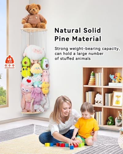Wooden Stuffed Animal Storage Corner, Height Adjustable Plush Toy Organizer - Image 5