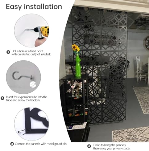 Stepstall 12 Pcs PVC Hanging Room Divider, Thick Decorative Flower Design Room - Image 4