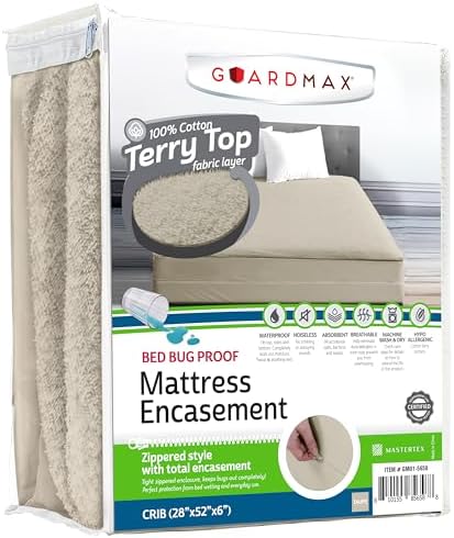 Guardmax Crib Mattress Encasement Zippered, 100% Waterproof Mattress Protector by Guardmax