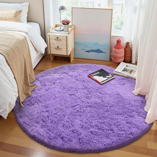 OLANLY Purple Round Rugs for Bedroom - Image 2