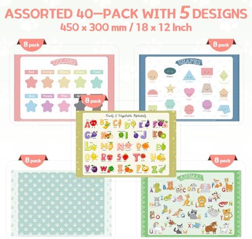 Disposable Placemats for Baby & Toddlers – 40 Pack 12x18 Inches – Sticky Table - Image 3