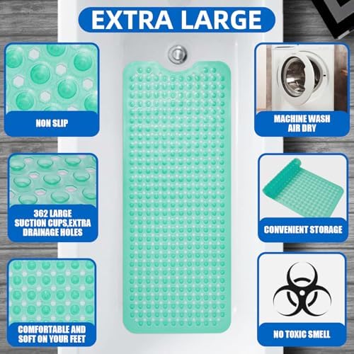 ZHICHENG Bath Tub and Shower Mats, Non-Slip 39 x 16 Inch Extra Long Bath Mat - Image 3