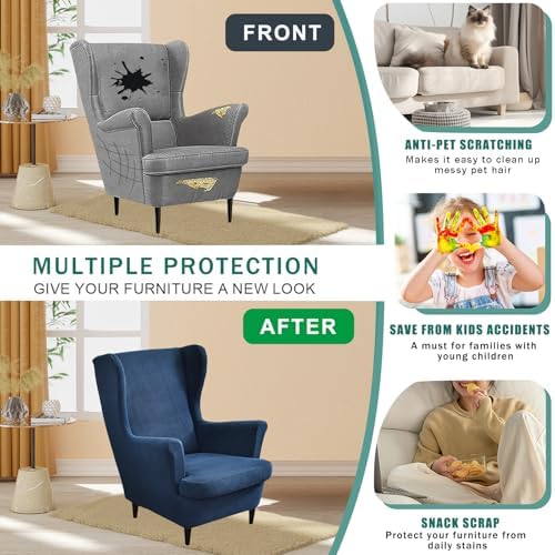 NILUOH Wingback Chair Covers 2-Piece, Armchair Slipcovers - Image 5