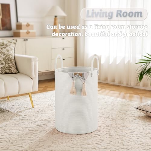 Artfeel Laundry Basket, Woven Cotton Rope Laundry Hamper, 100L - Image 2