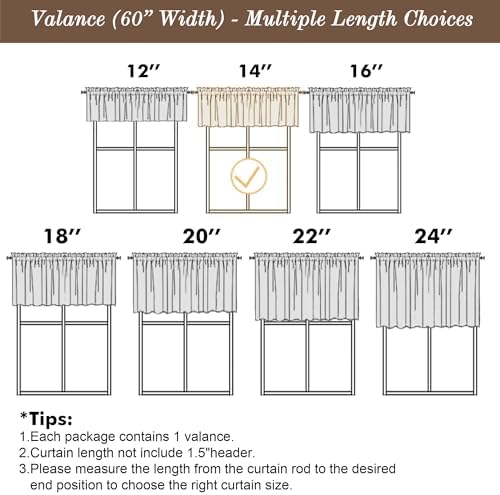 Chyhomenyc Moon Beige Valance for Windows, Light Filtering Faux Linen Textured - Image 4