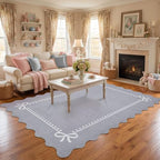 Garvee Scalloped Bow Rug Grey Washable Solid 4x6 Area Rugs - Image 5