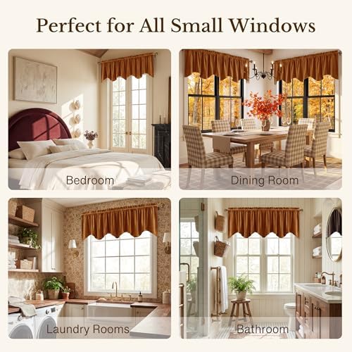 StangH Burnt Orange Fall Decor Window Valance 52x18 Inch, 1 Panel - Image 6