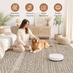 Nakagishi Boho 8x10 Area Rug Living Room Rugs Machine Washable Dark Brown - Image 3