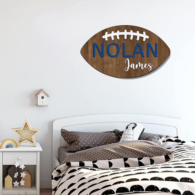 Personalized Football Name Sign, Wooden Name Sign, Football Nursery Decor - Image 5