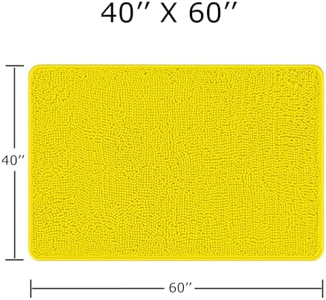 Yeaban Chenille Yellow Bathroom Rug 40"x60", Non-Slip Rubber Backing - Image 2