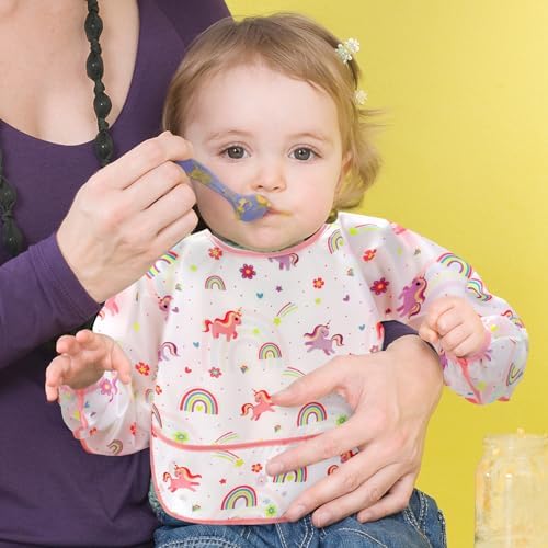 Accmor 5 Pack Long Sleeve Bibs, Baby Smock Waterproof Sleeved Bib Smock - Image 5