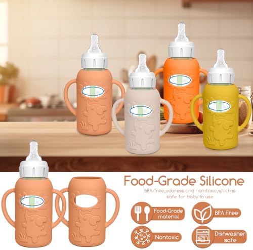 4 Pack Silicone Sleeves for Dr. Brown's Glass Baby Bottles, Anti Breakage Baby - Image 5