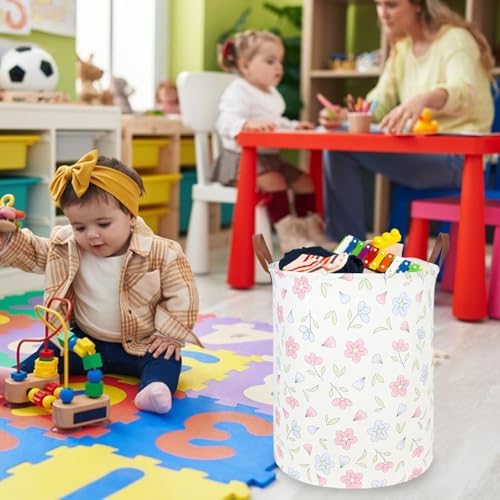 Flower Patter Laundry Hamper, Girls Laundry Basket, Waterproof foldable kid's - Image 3