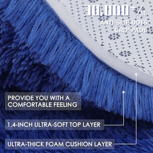 OLANLY Navy Blue Round Rugs for Bedroom - Image 6